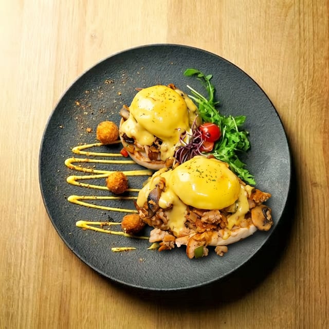 Chicken Philly Benedict.
