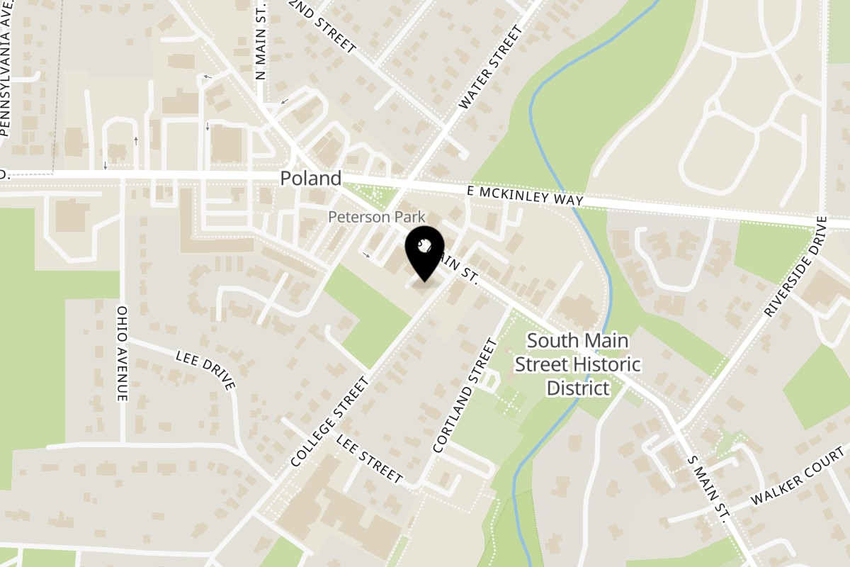Map showing the location of House of Bennys on 122 S Main St in Poland